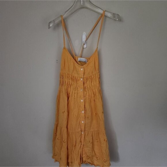 URBAN OUTFITTERS | Sandy Strappy Back Mini Dress embroidered yellow sz XS - Picture 4 of 7